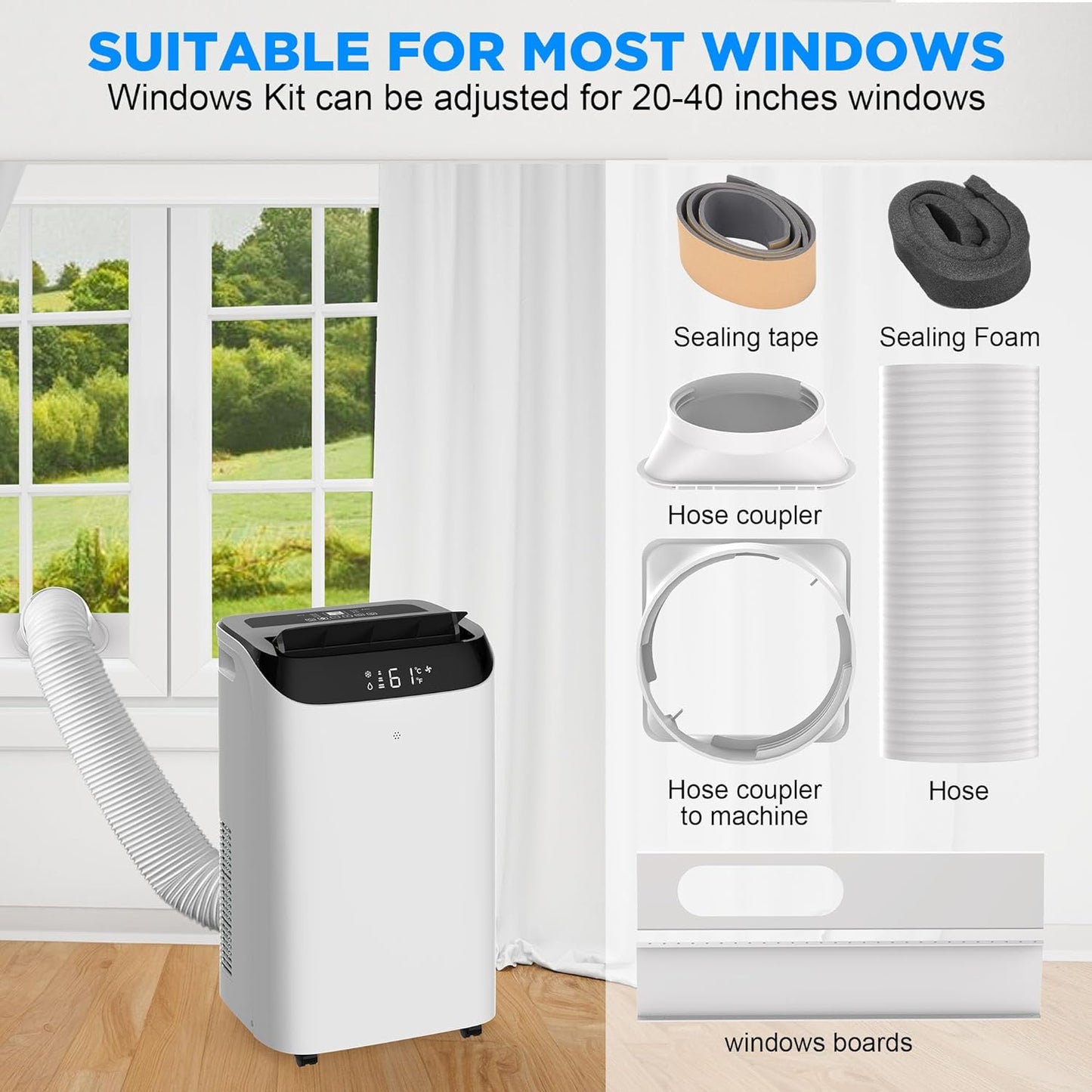 Portable Air Conditioners with Remote Control, 3-in-1 Free Standing Cooling AC Unit with Fan & Dehumidifier, Cools Room up to 700 sq.ft, Smart/Sleep Mode,3 Speed,Auto Swing,24H Timer