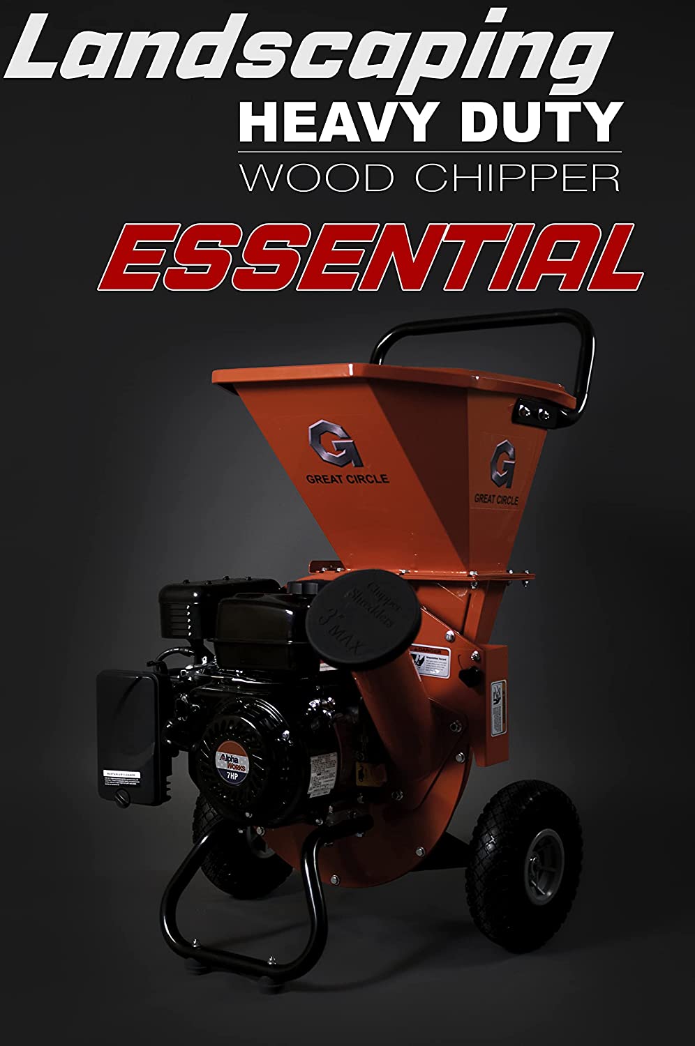 GreatCircleUSA Wood Chipper Shredder Mulcher Heavy Duty Gas Powered