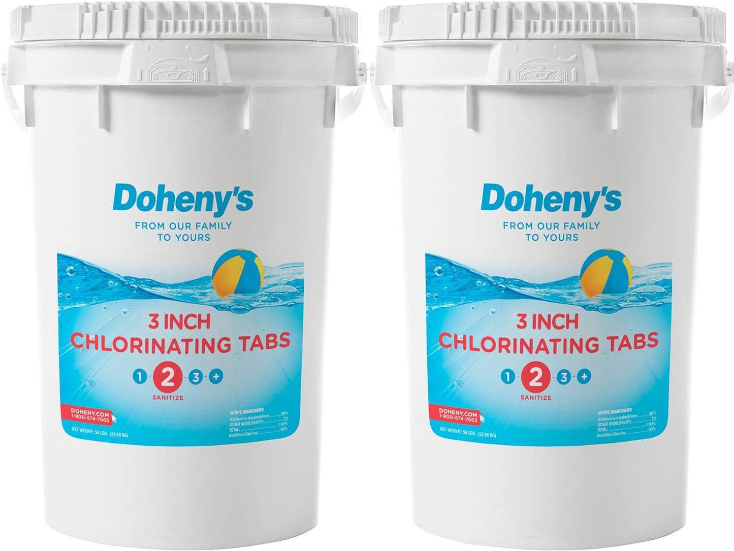 Doheny's 3 Inch Stabilized Chlorine Tablets | Pro-Grade Pool Sanitizer, Long Lasting, Slow Dissolving, 99% Pure Tri-Chlor, Individually Wrapped - 50lb