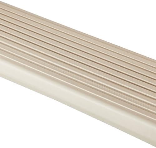 Confer Plastics 7200 Roll Guard 48" to 56" Adjustable A Frame Safety Ladder For Above Ground Outdoor Patio Swimming Pool Platform Ladder with Step Barrier, Warm Grey