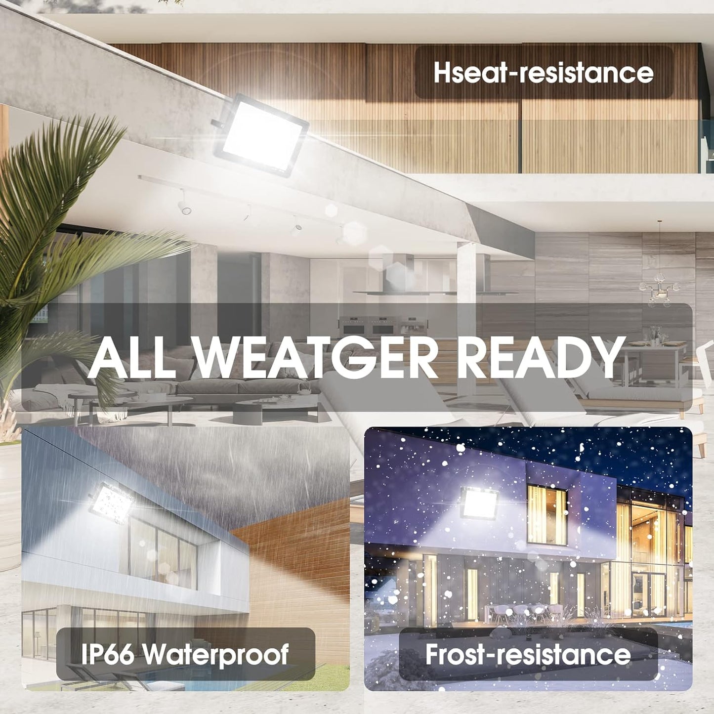 3 Pack 200W LED Flood Light,Super Bright Exterior Security Lights With Plug,IP66 Waterproof Outdoor Flood Light, 22800lm 5000K Daylight White Floodlight for Yard, Garden,Basketball Court, Arena