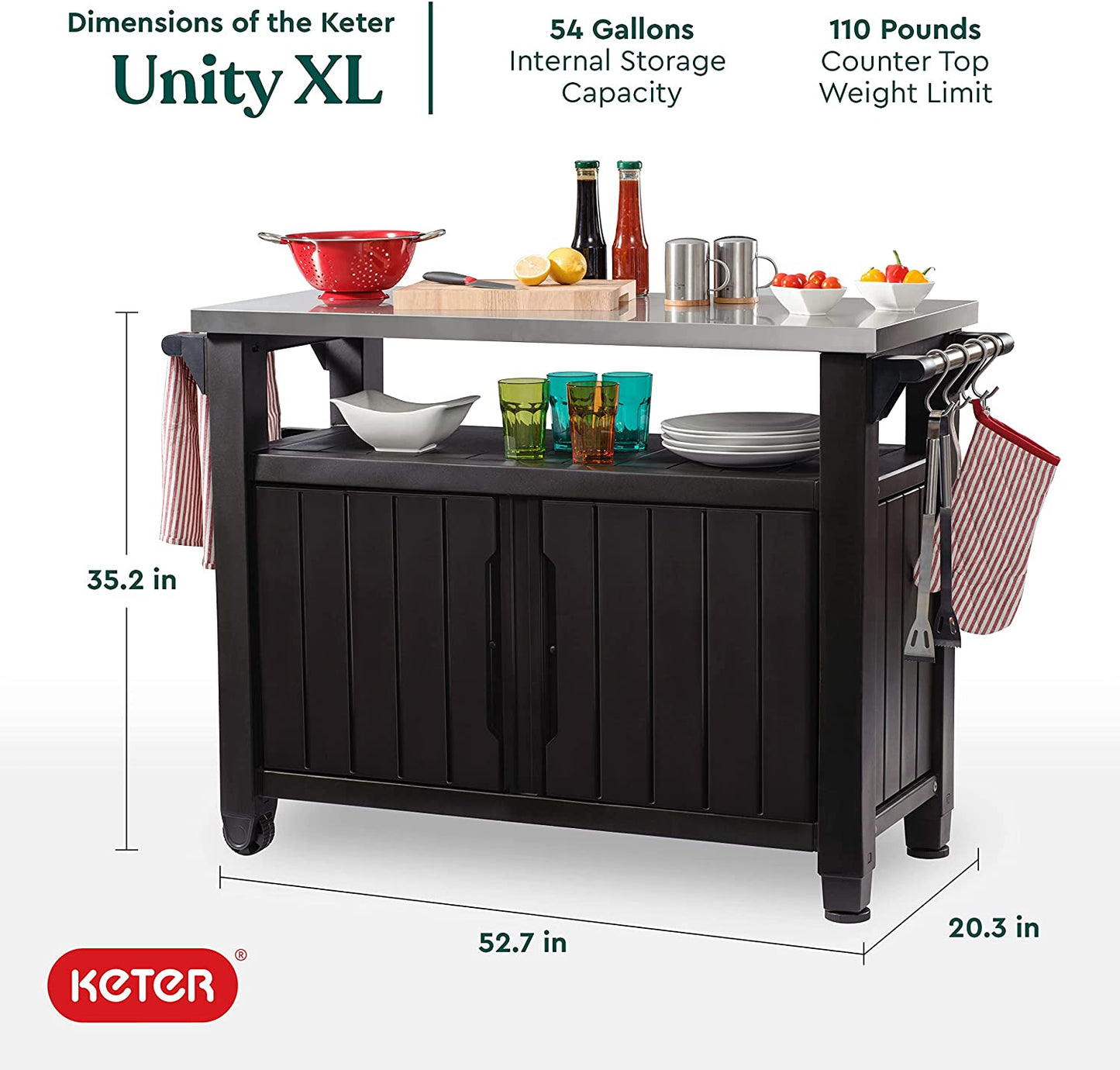 Keter Unity XL Portable Outdoor Table and Storage