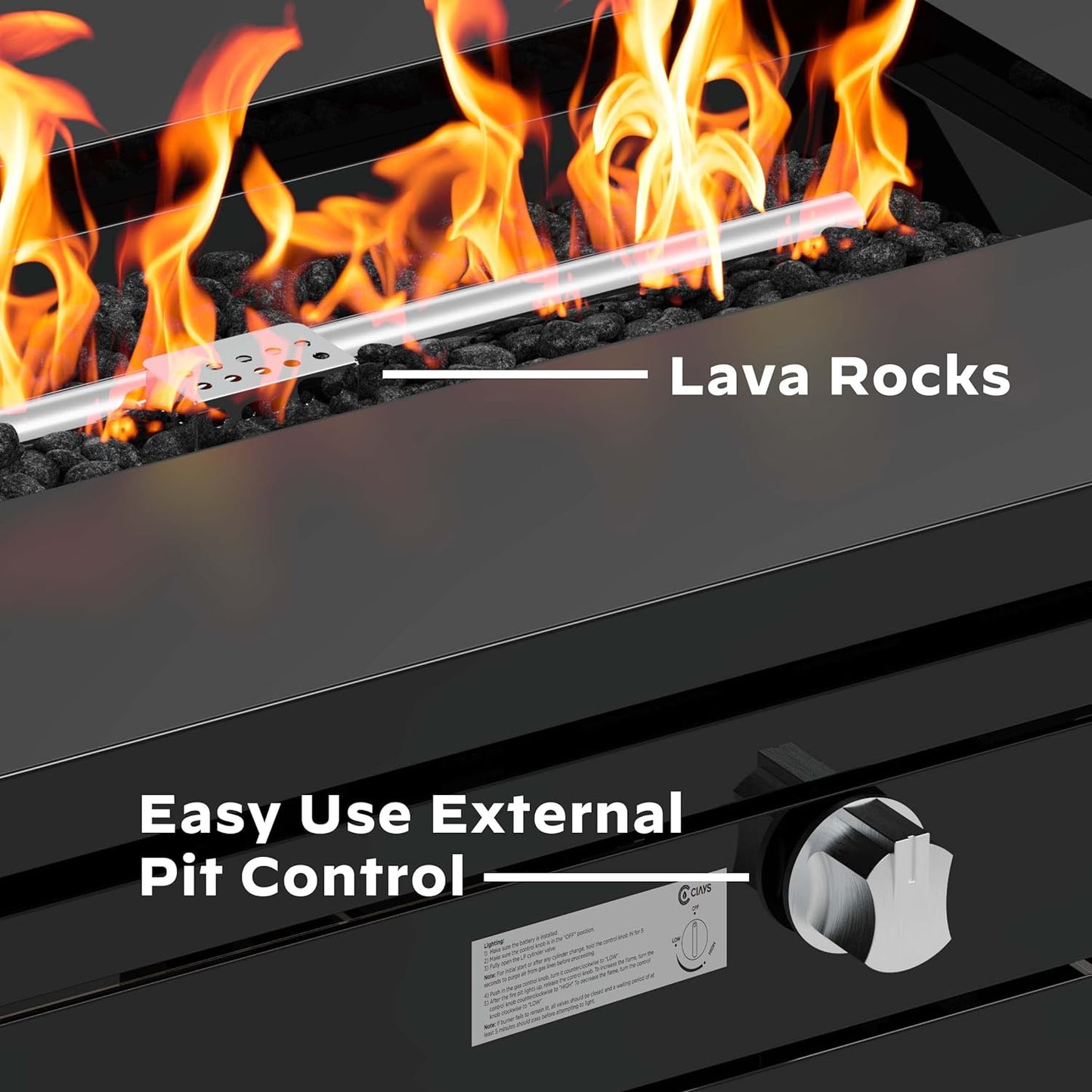 Gas Fire Pit Table, 50,000 BTU Outdoor Propane Fire Pit