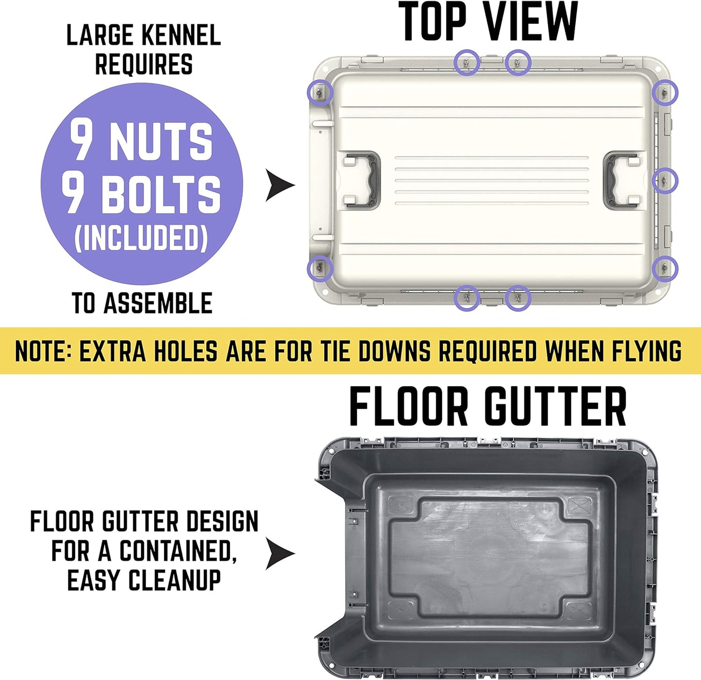 SportPet Designs Plastic Kennels Rolling Plastic Airline Approved Wire Door Travel Dog Crate, XXX-Large, Gray