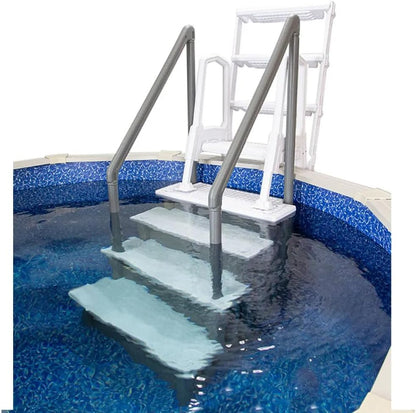 Select Anti-Slip in-Pool Steps | Gray | for Above Ground Swimming Pools | Can Mount to Decks 48" to 54" H | Safety Stairs Capacity Up to 300 lbs