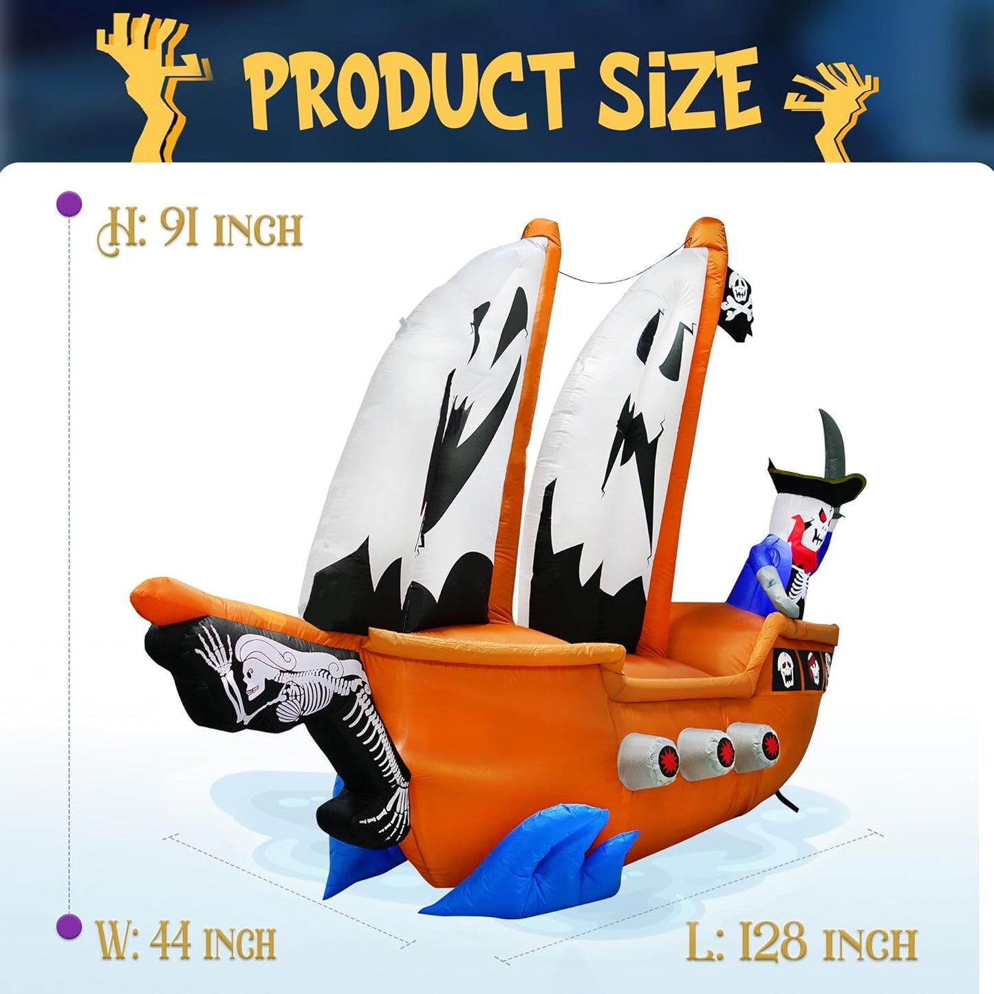 10ft Halloween Inflatable Pirate Ship Decoration