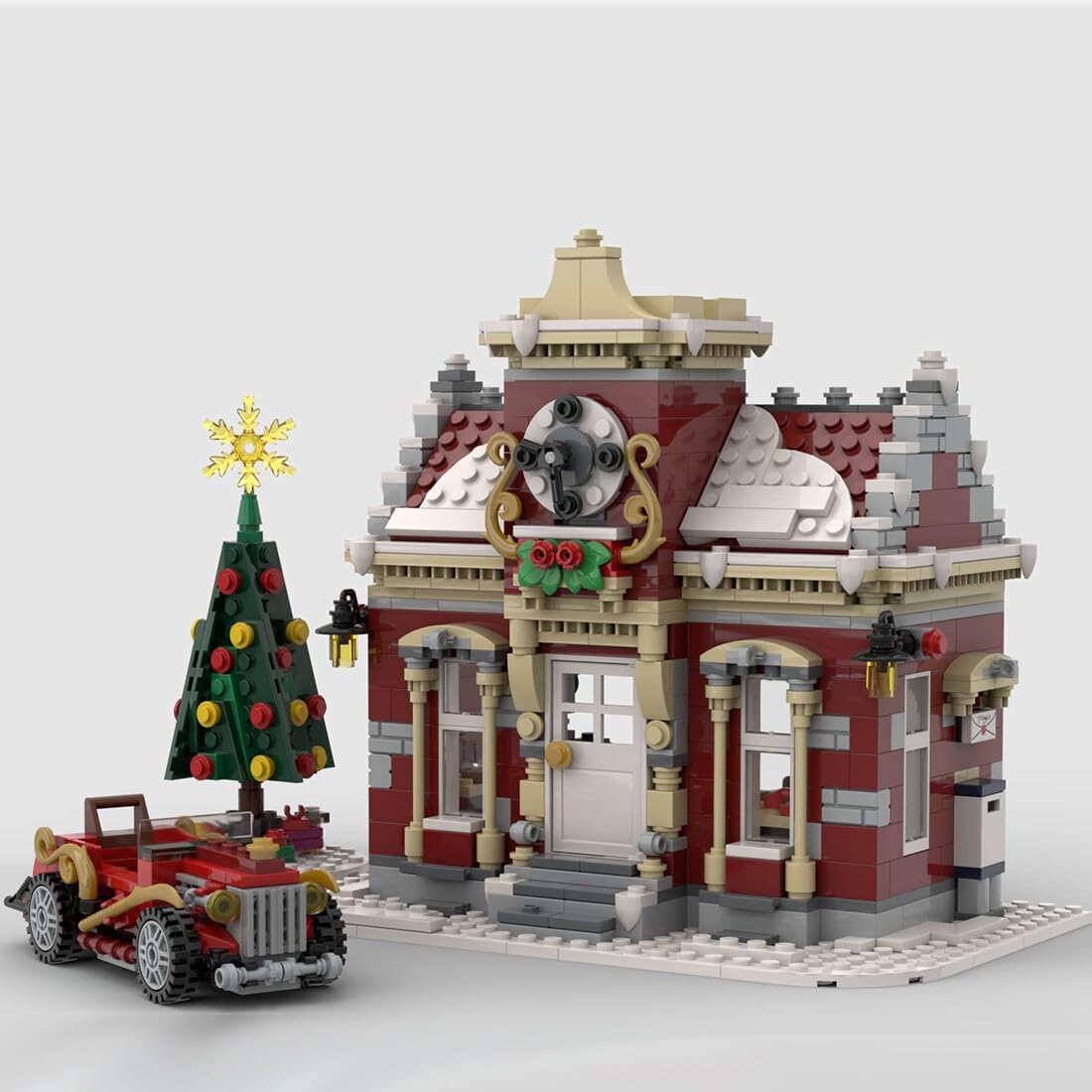 Christmas Country Church Building Kit, MOC-147549 Winter Modular Building Blocks Christmas House Building Block Building Toy (1769 Pieces)