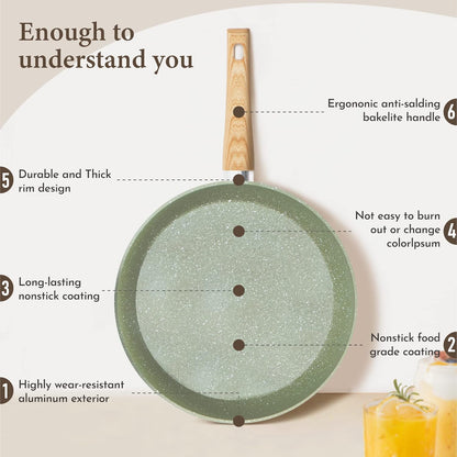 Kitchen Academy Induction Cookware Sets - 12 Piece Green Cooking Pan Set, Granite Nonstick Pots and Pans Set