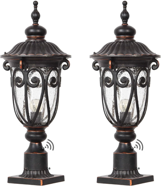 23" Large Outdoor Wall Light for Porch, 2 Pack Aluminium Exterior Wall Mount Lantern for House, Vintage Bronze Outside Wall Sconce with Clear Seeded Glass Shade for Garage