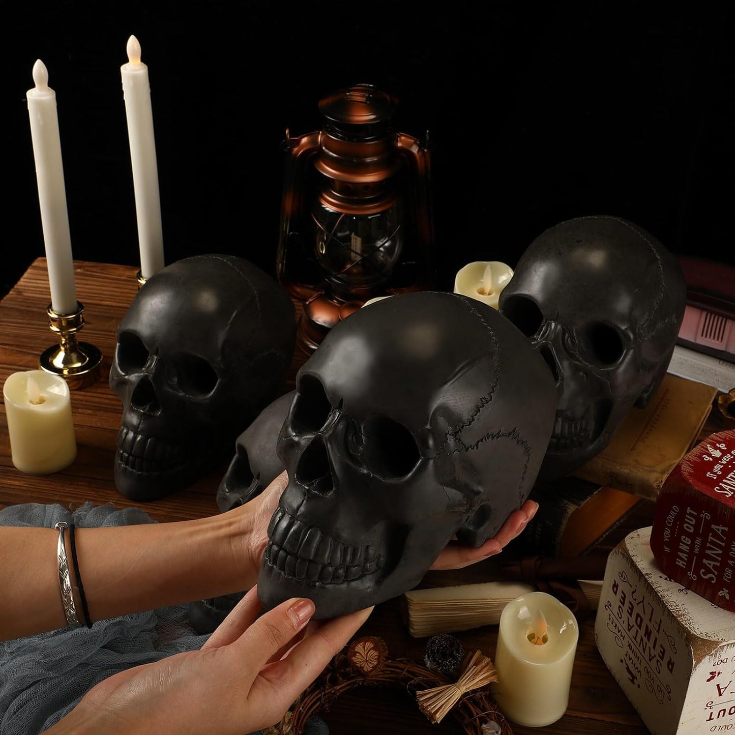 4-Pack Fire Pit Skull Dummy Skull Halloween Decoration