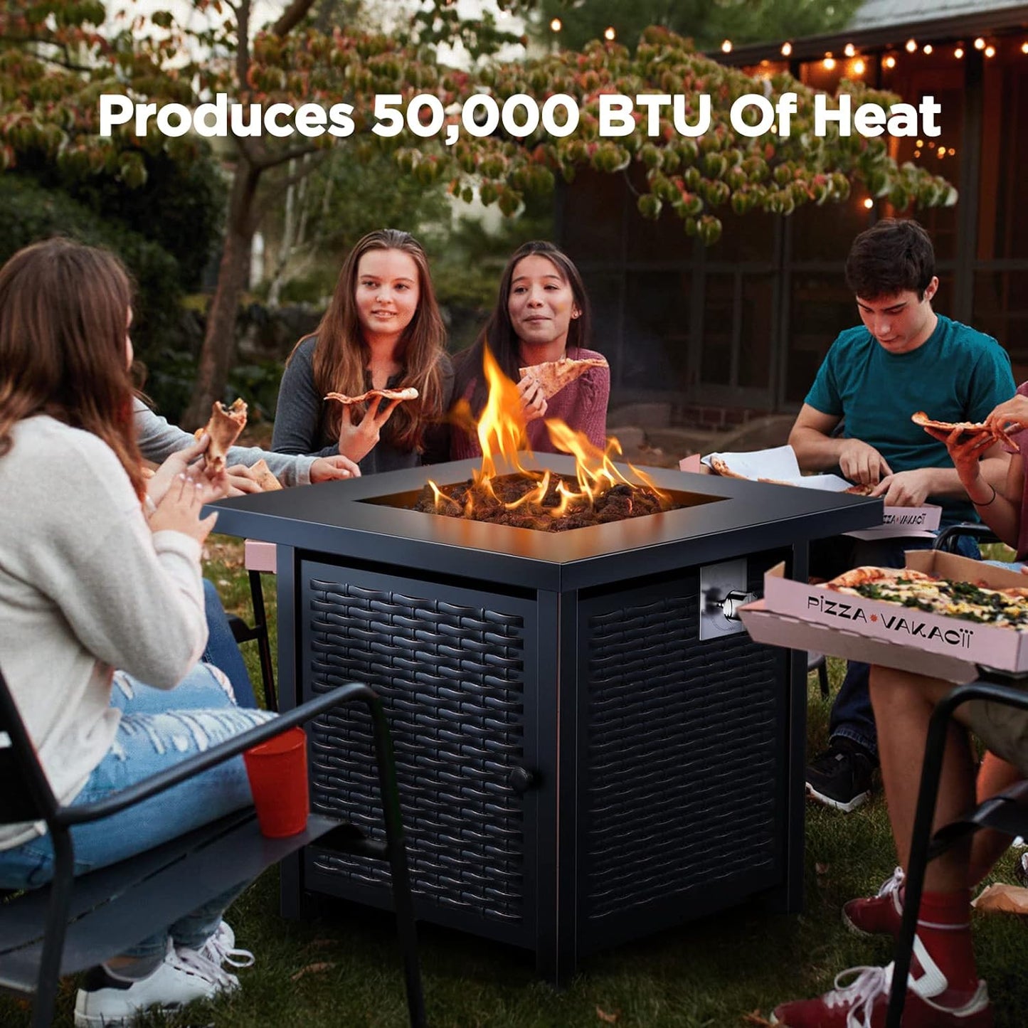 Gas Fire Pit Table, 50,000 BTU Outdoor Propane Fire Pit
