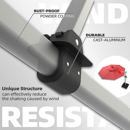 12ft Solar LED Patio Umbrella Outdoor Round Umbrella Large Cantilever Umbrella with LED Lights Windproof Bias Umbrella Heavy Duty Parasol for Garden Deck Pool Patio