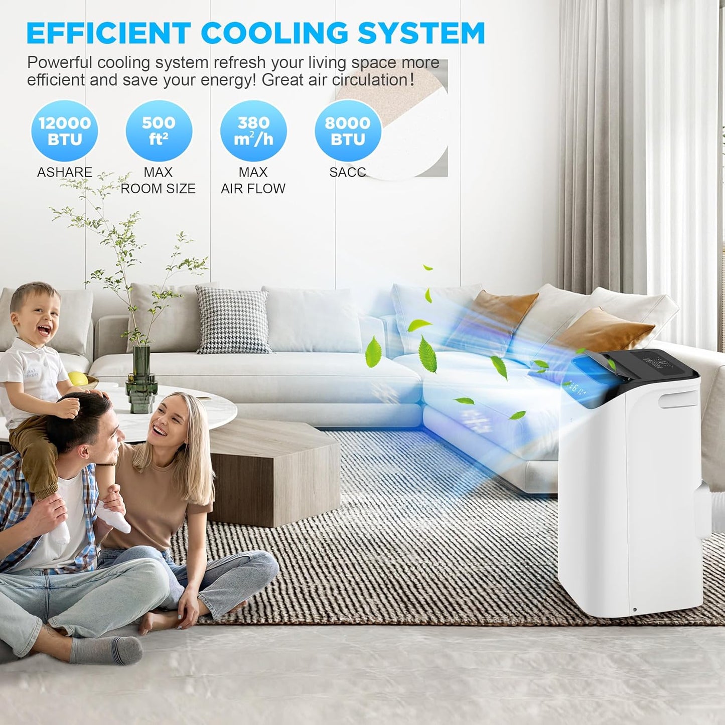 Portable Air Conditioners with Remote Control, 3-in-1 Free Standing Cooling AC Unit with Fan & Dehumidifier, Cools Room up to 700 sq.ft, Smart/Sleep Mode,3 Speed,Auto Swing,24H Timer