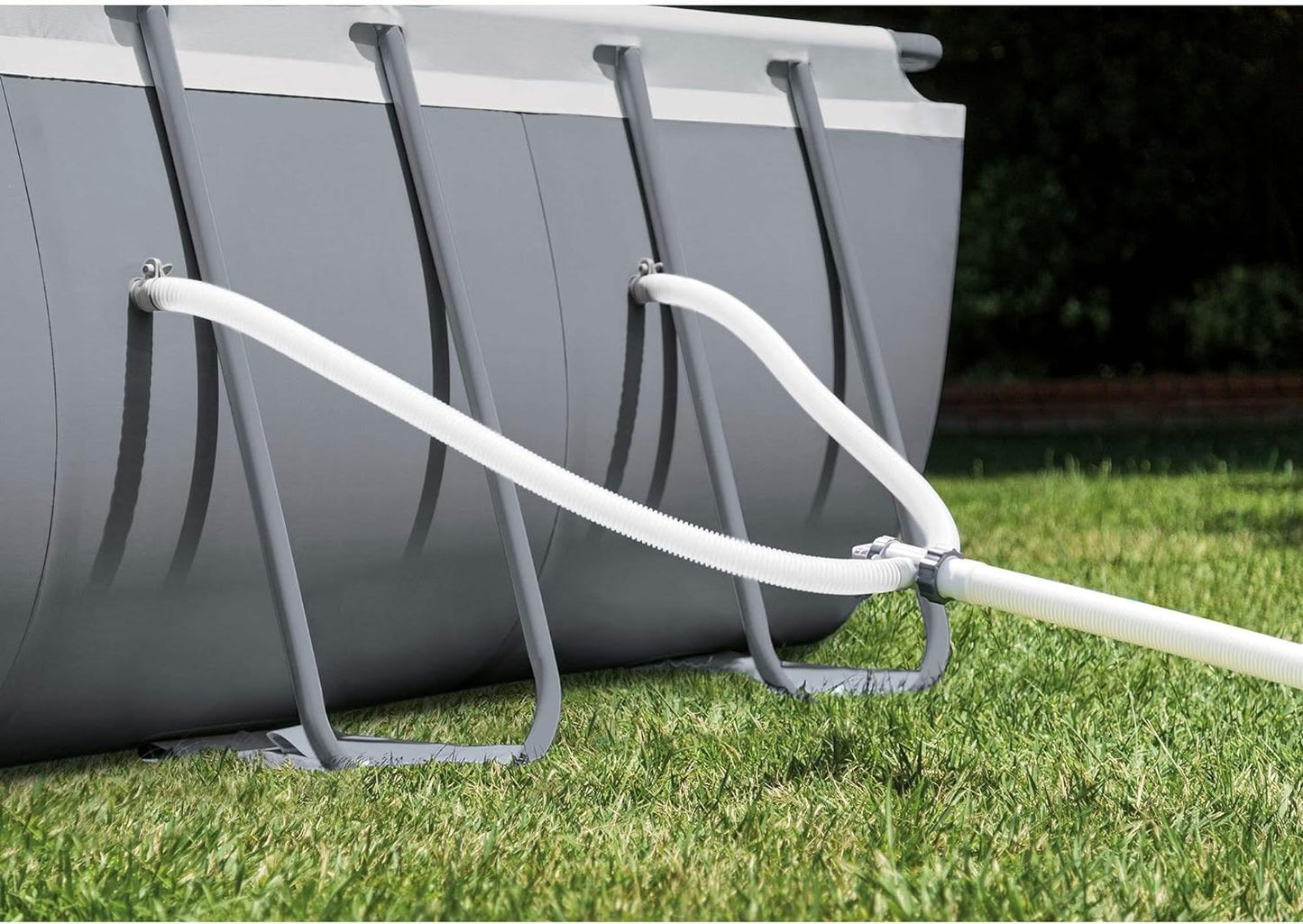 Rectangular Frame Above Ground Outdoor Swimming Pool Set with 1200 GPH Sand Filter Pump, Pool Cover and Ladder