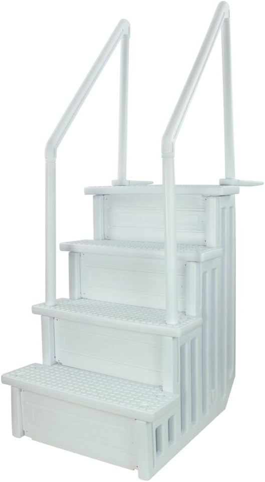 Select Anti-Slip in-Pool Steps | Gray | for Above Ground Swimming Pools | Can Mount to Decks 48" to 54" H | Safety Stairs Capacity Up to 300 lbs