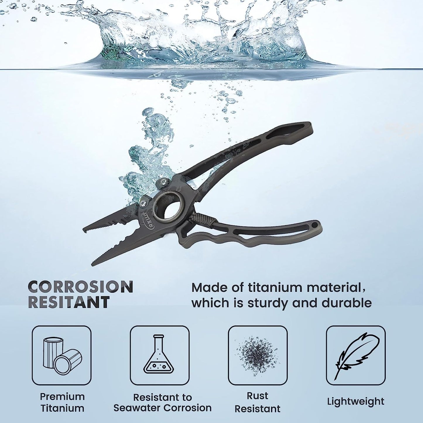RXLUY Titanium Fishing Pliers, Premium Saltwater Fishing Gear, Tungsten Cutters, Split Ring Hook Remover, Knot Tying Tool with Lanyard, Ice Fishing, Sea Fishing Kit Gifts for Men