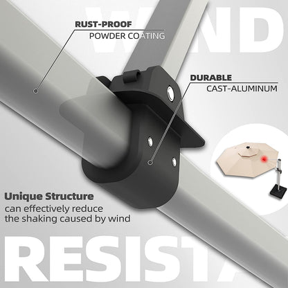 12ft Solar LED Patio Umbrella Outdoor Round Umbrella Large Cantilever Umbrella with LED Lights Windproof Bias Umbrella Heavy Duty Parasol for Garden Deck Pool Patio