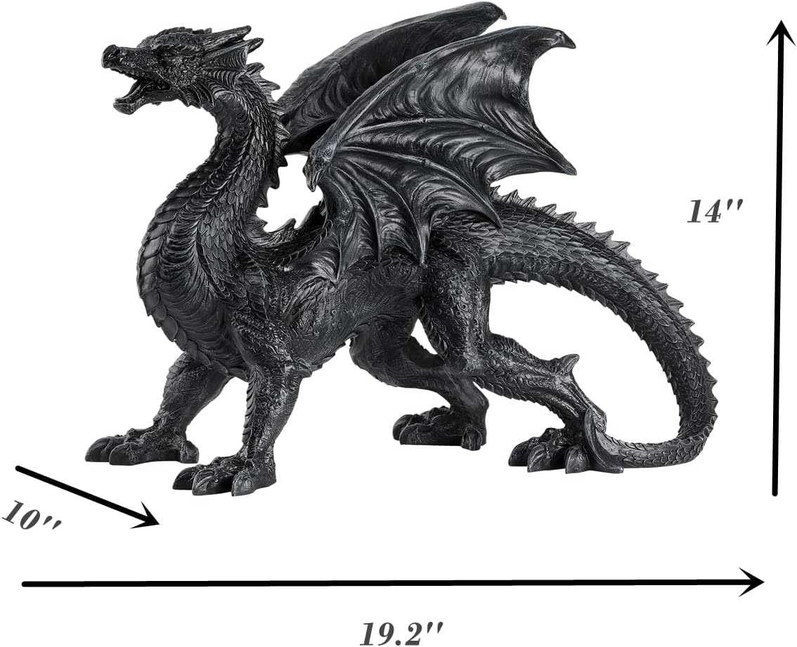 Large size gothic roaring pterosaur statue fantasy decoration