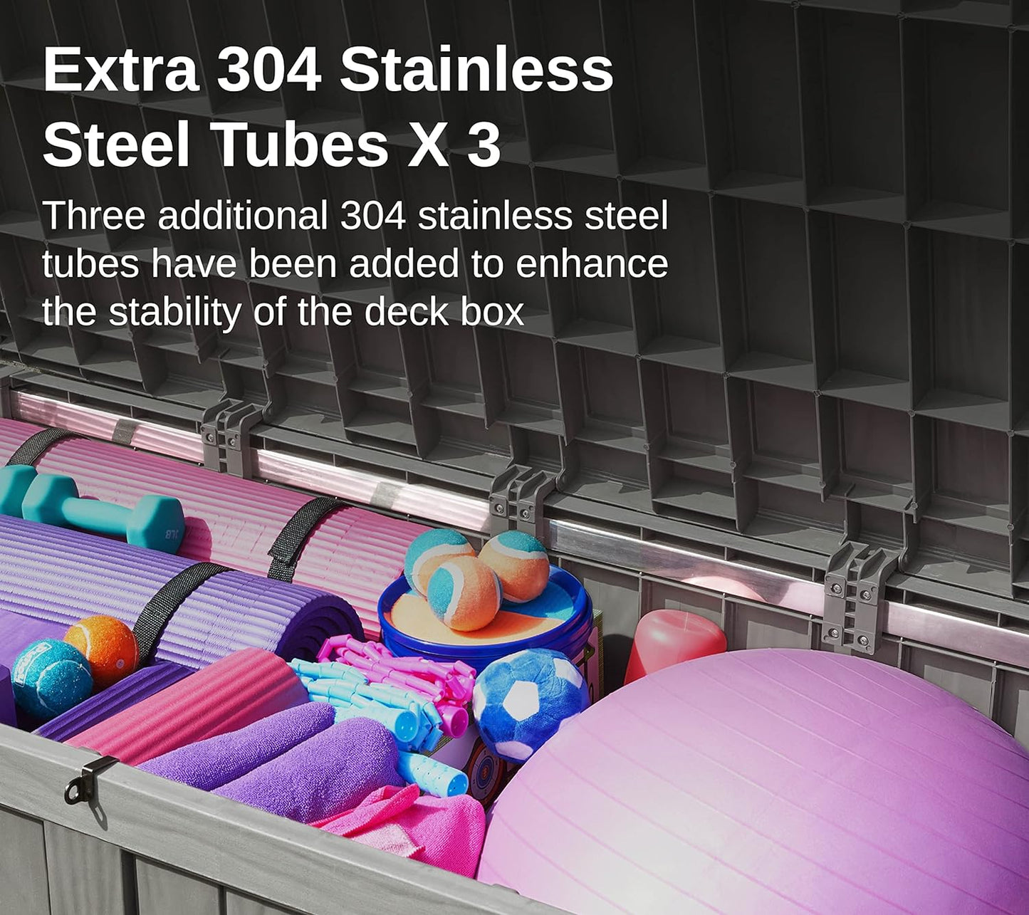 230 Gallon Deck Box, Outdoor Storage Box with Padlock