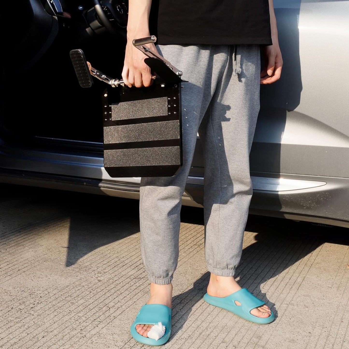 Portable left foot accelerator gas pedal LFGP secures driving aid