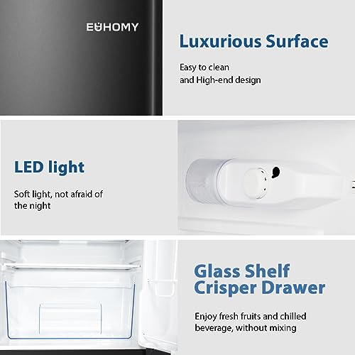 Euhomy Mini Fridge with Freezer, 3.2 Cu.Ft Mini Refrigerator with Freezer