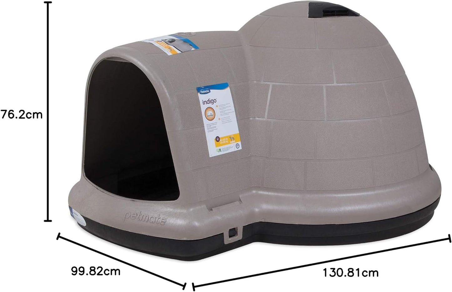 Petmate Indigo Dog House (Igloo Dog House, Made in USA with 90% Recycled Materials, All-Weather Protection Pet Shelter) for XL Dogs -90 to 125 pounds, Made in USA