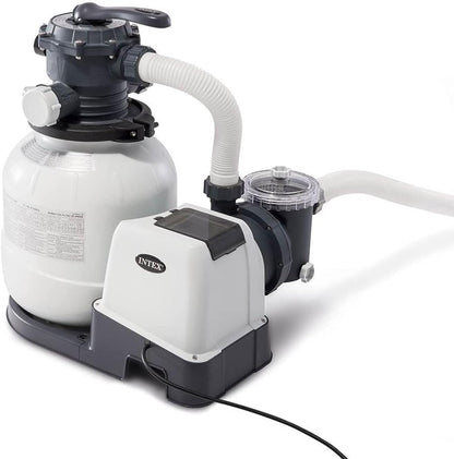 Intex 26651EG Krystal Clear 16 Inch 3,000 GPH Above Ground Pool Sand Filter Pump with Automatic Timer, GFCI, and 6 Function Control, Gray