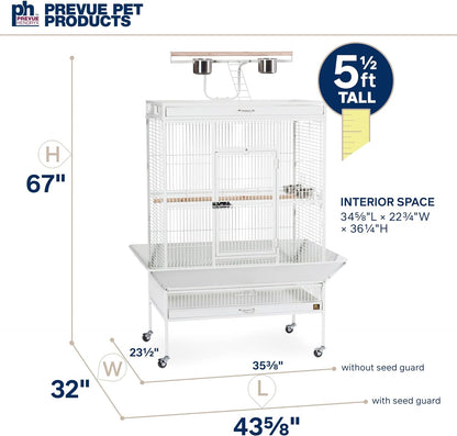 Pet Products Wrought Iron Select Bird Cage 3154C, Chalk White, 36-Inch by 24-Inch by 66-Inch