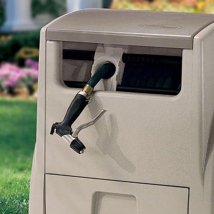 Suncast 100 ft. Powerwind Auto Power Rewind Hose Reel, Light Taupe