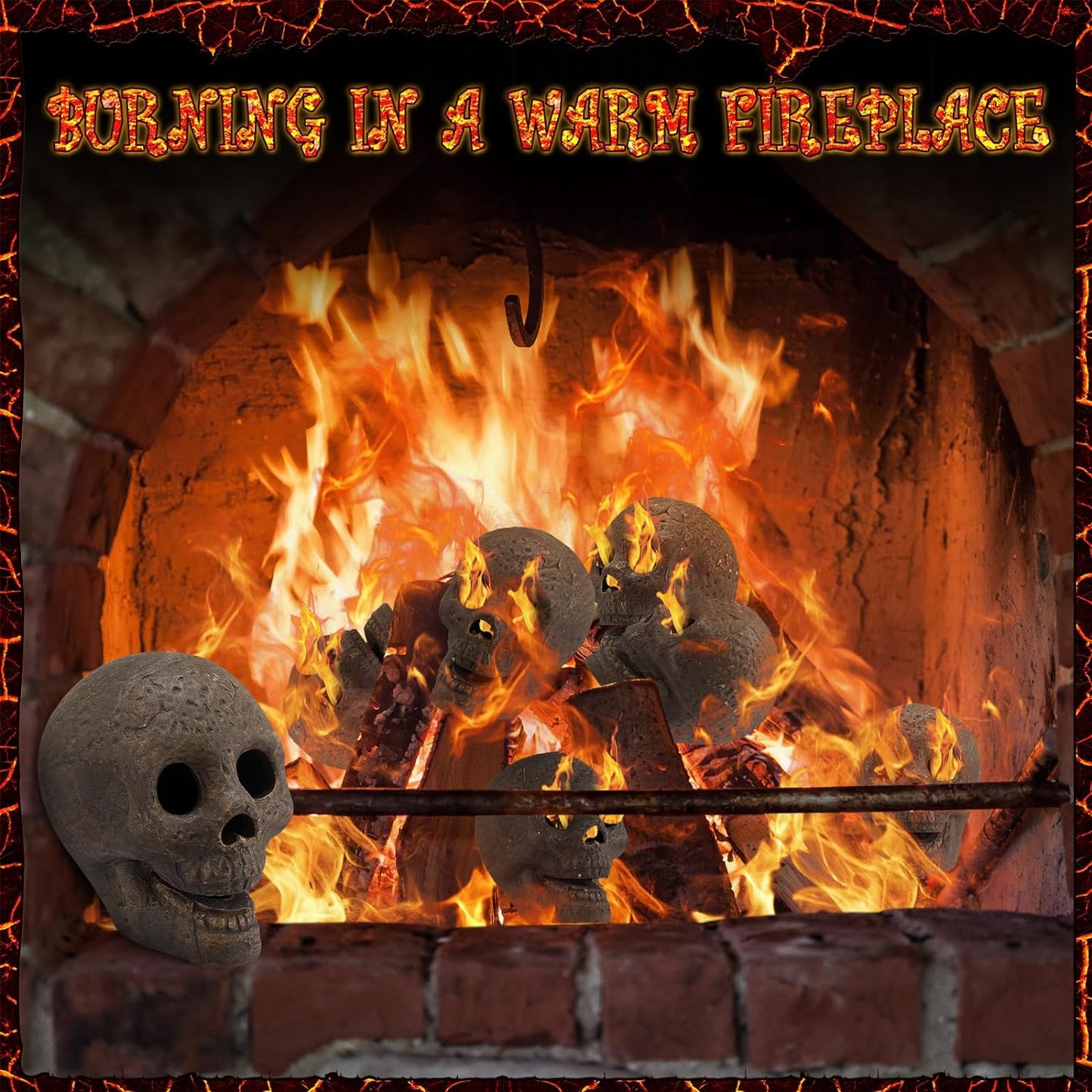 48-Pack Fire Pit Skulls, Halloween Skull Stone Decorations