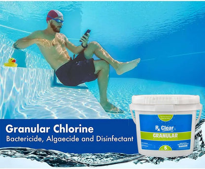 Clear Stabilized Granular Chlorine | One 50-Pound Bucket | Use As Bactericide, Algaecide, and Disinfectant in Swimming Pools and Spas | Fast Dissolving and UV Protected
