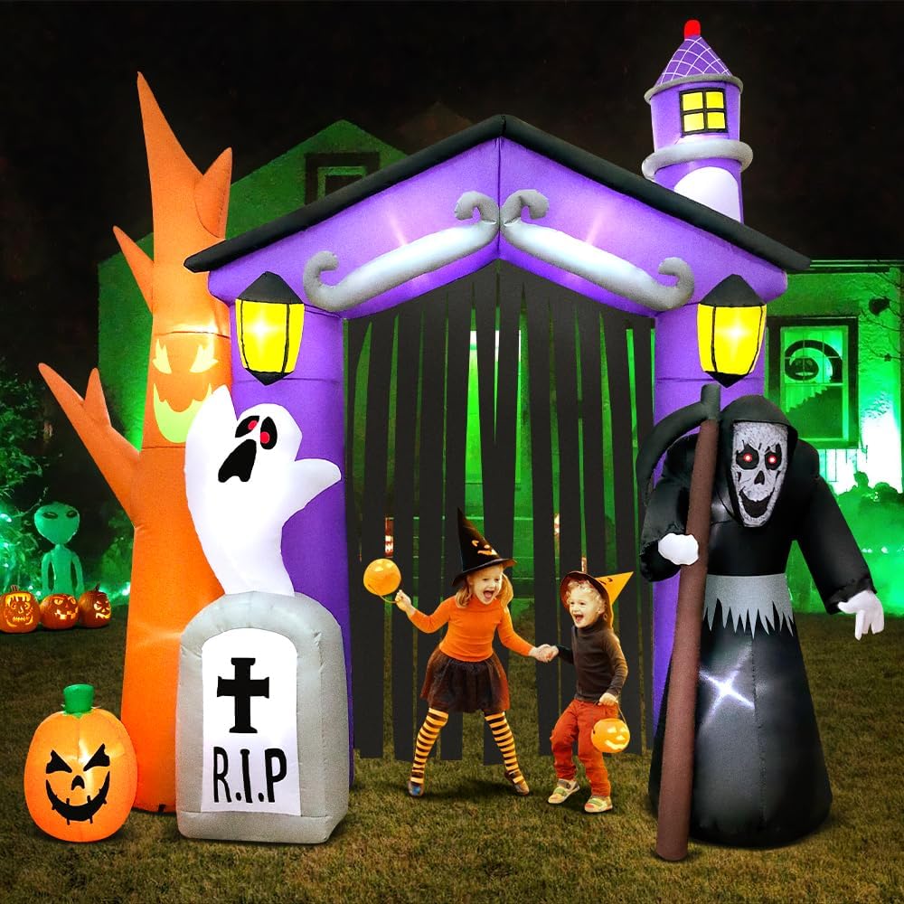9ft Halloween Inflatable Decorated Haunted House