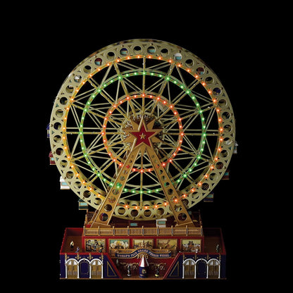World's Fair Ferris Wheel Musical Animation Indoor Christmas Decor, 15", Gold & Very Merry Carousel Musical Animation Indoor Christmas Decor, 12", Red
