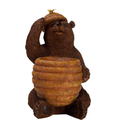 Oh Honey Solar Birdbath with Bear and Bee Hive