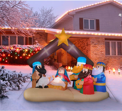 Farm 20ft. Tall Pre-Lighted Christmas Inflatable | Happy Snowman with RGB Lights and Storage Bag | Outdoor Holiday Amplified Holiday Celebration Party Decoration