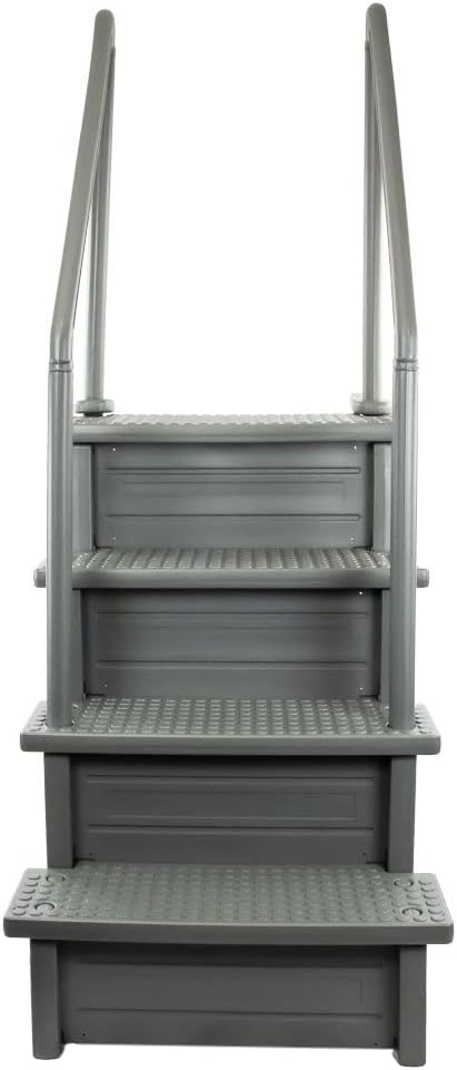 Select Anti-Slip in-Pool Steps | Gray | for Above Ground Swimming Pools | Can Mount to Decks 48" to 54" H | Safety Stairs Capacity Up to 300 lbs
