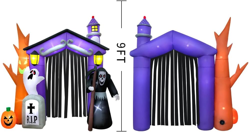 9ft Halloween Inflatable Decorated Haunted House