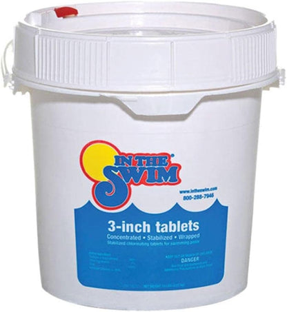 In The Swim 3 Inch Stabilized Chlorine Tablets for Sanitizing Swimming Pools - Individually Wrapped, Slow Dissolving - 90% Available Chlorine - Tri-Chlor - 50 Pounds