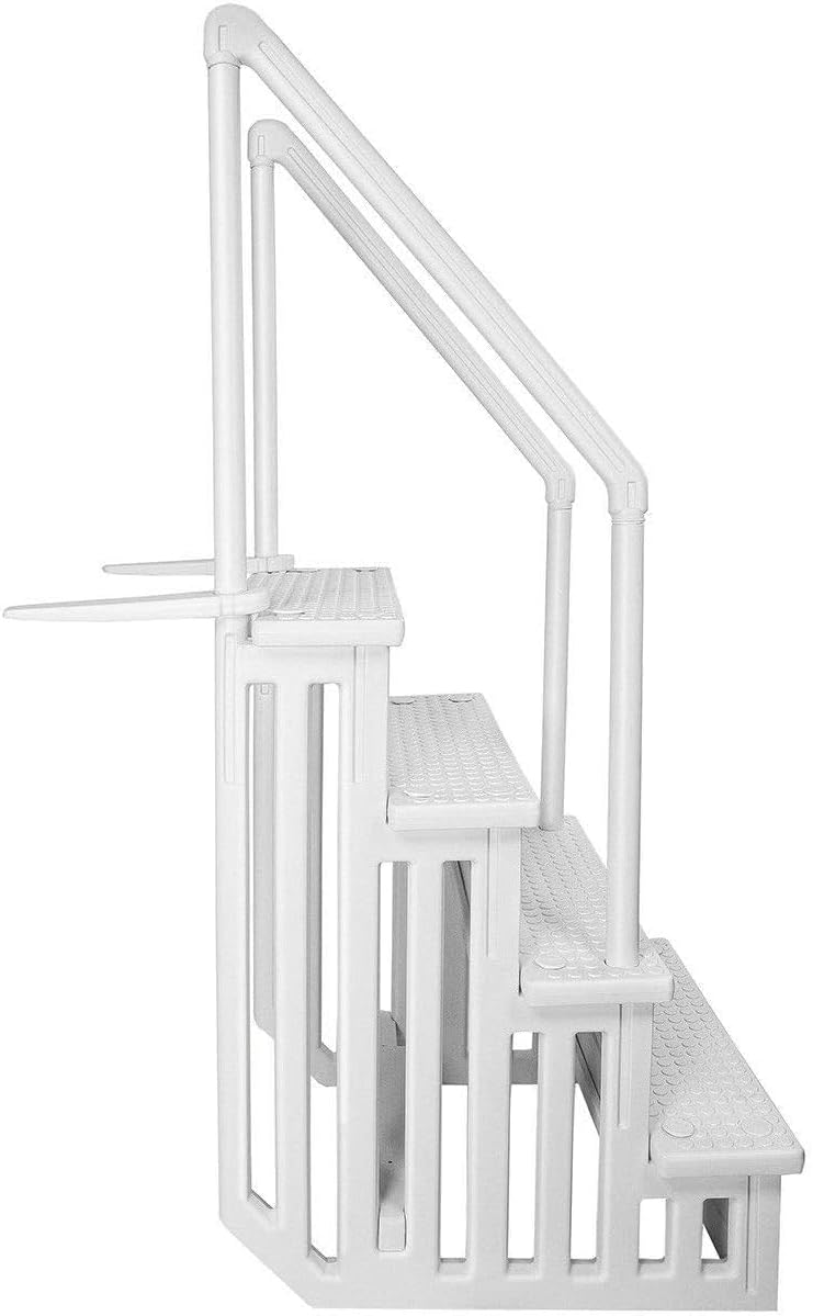 Select Anti-Slip in-Pool Steps | Gray | for Above Ground Swimming Pools | Can Mount to Decks 48" to 54" H | Safety Stairs Capacity Up to 300 lbs