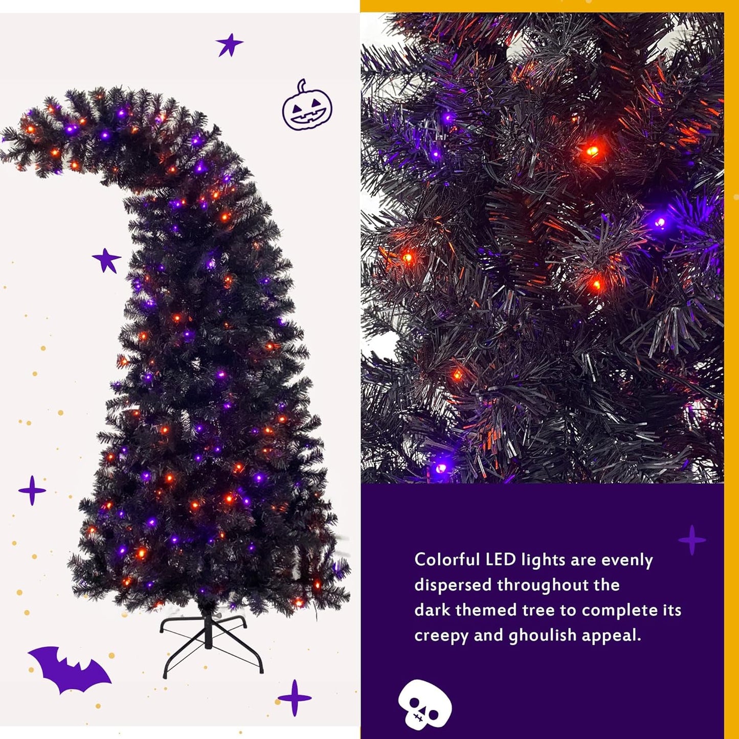 7ft Black Christmas Tree for Halloween Christmas (Black)