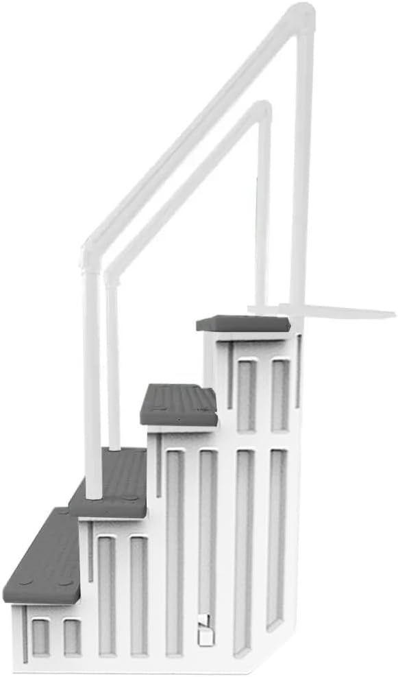 Select Anti-Slip in-Pool Steps | Gray | for Above Ground Swimming Pools | Can Mount to Decks 48" to 54" H | Safety Stairs Capacity Up to 300 lbs