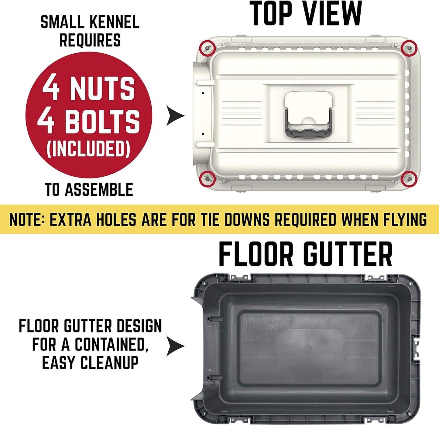 SportPet Designs Plastic Kennels Rolling Plastic Airline Approved Wire Door Travel Dog Crate, XXX-Large, Gray