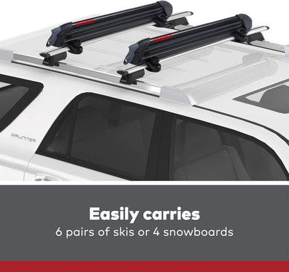 Yakima, PowderHound 6 Ski & Snowboard Mount, Fits Up to 6 Pairs of Skis or 4 Snowboards, Rides Quietly, Fits Most Roof Racks, Black