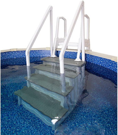 Select Anti-Slip in-Pool Steps | Gray | for Above Ground Swimming Pools | Can Mount to Decks 48" to 54" H | Safety Stairs Capacity Up to 300 lbs