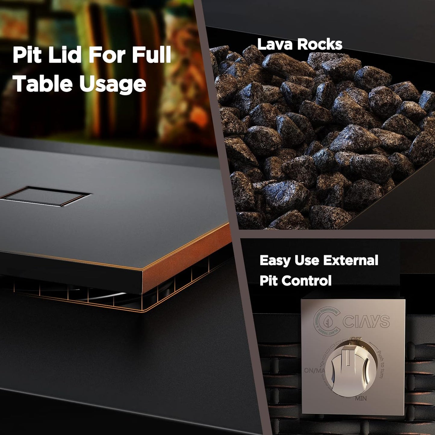 Gas Fire Pit Table, 50,000 BTU Outdoor Propane Fire Pit