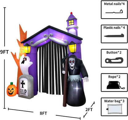 9ft Halloween Inflatable Decorated Haunted House