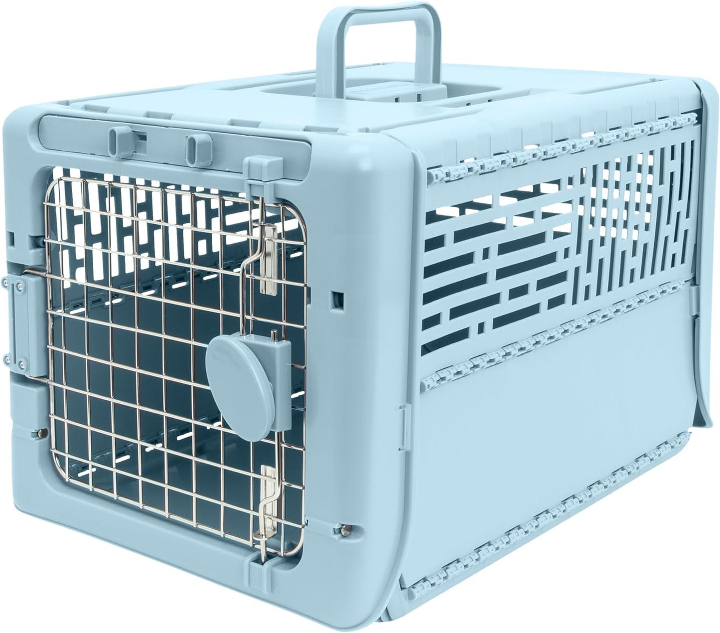SportPet Designs Plastic Kennels Rolling Plastic Airline Approved Wire Door Travel Dog Crate, XXX-Large, Gray