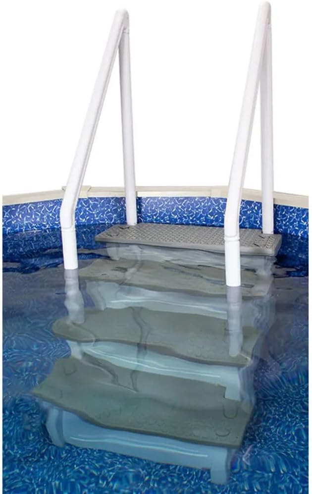 Select Anti-Slip in-Pool Steps | Gray | for Above Ground Swimming Pools | Can Mount to Decks 48" to 54" H | Safety Stairs Capacity Up to 300 lbs