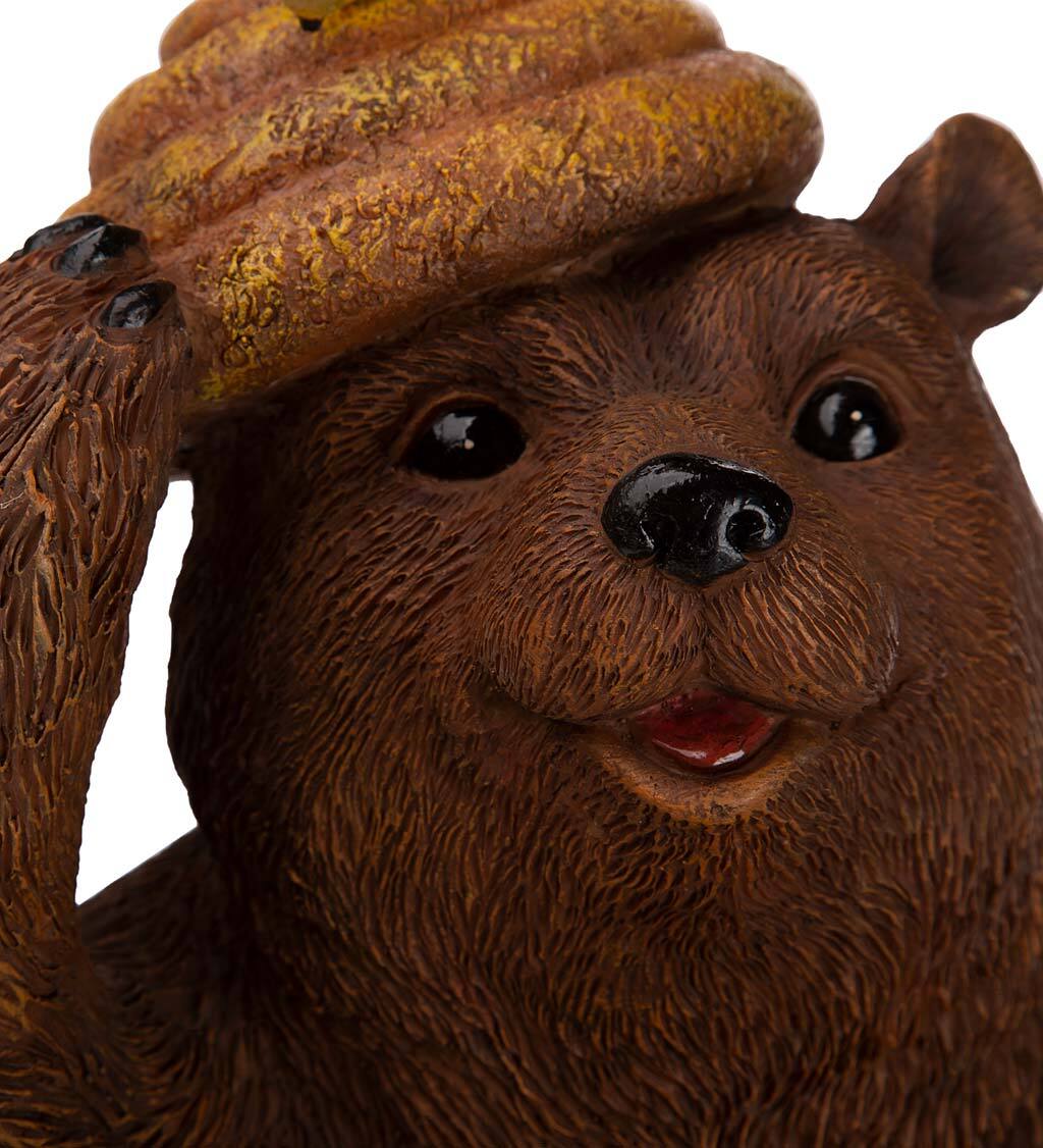 Oh Honey Solar Birdbath with Bear and Bee Hive