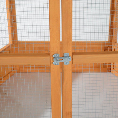 Large Wooden Hexagonal Outdoor Aviary Flight Bird Cage with Covered Roof